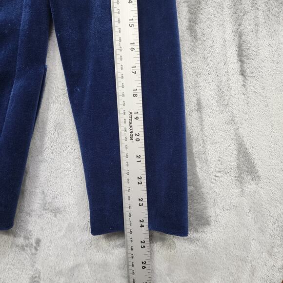 Vintage Catalina Jacket Womens 12 Blue Velvet Open Front Collarless Pockets - Picture 9 of 10